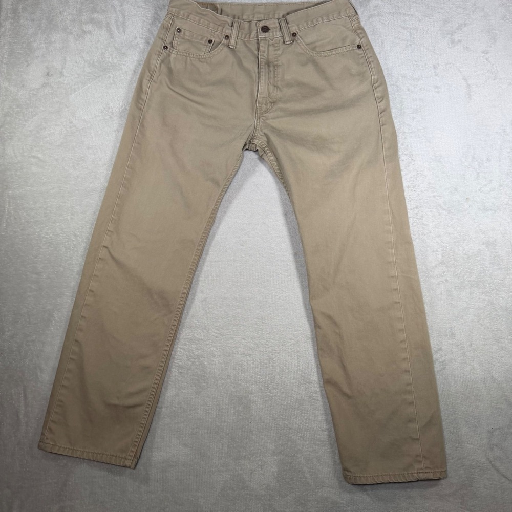 Levis 505 Regular Fit Khaki Tan Straight‎ Leg Pants Mens W33 L30 00505-0718